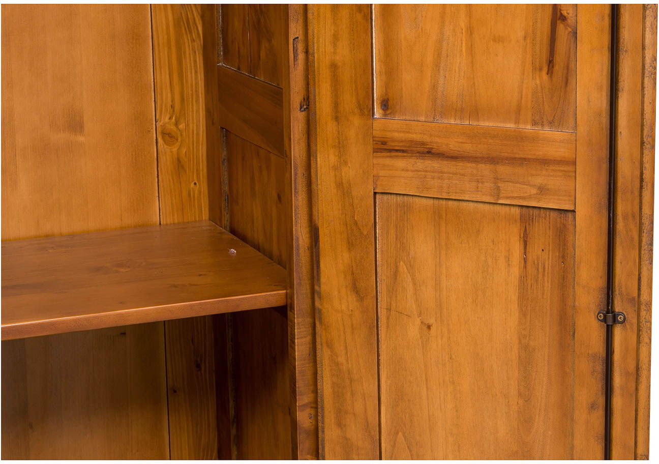 Biscottini Armadio Country in legno massello di tiglio finitura noce L100xPR50xH210 cm. Made in Italy