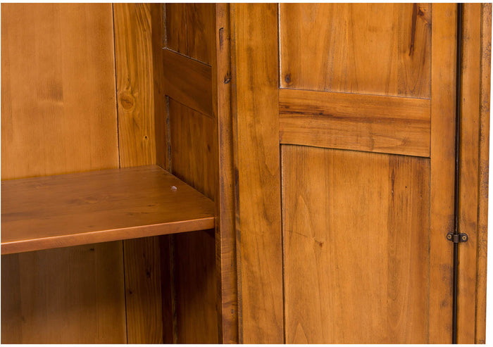 Biscottini Armadio Country in legno massello di tiglio finitura noce L100xPR50xH210 cm. Made in Italy