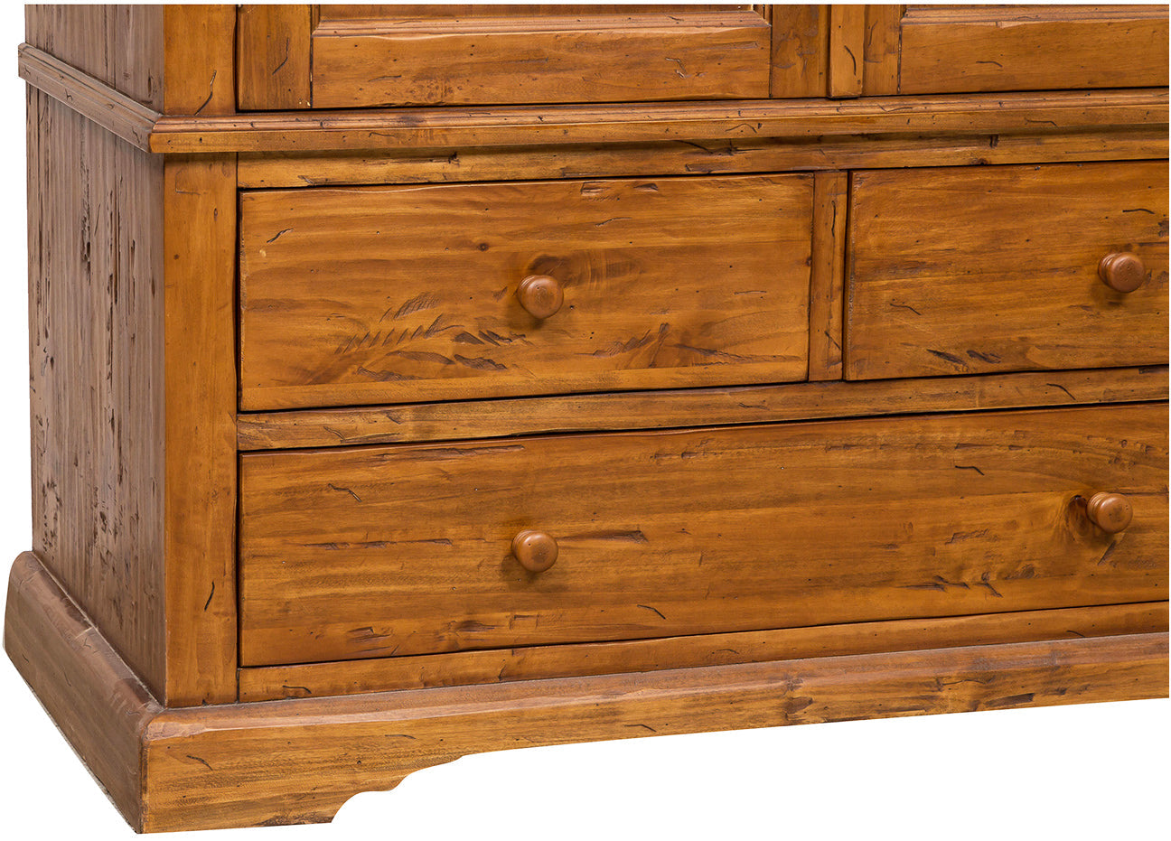 Biscottini Armadio Country in legno massello di tiglio finitura noce L120xPR59xH197 cm. Made in Italy