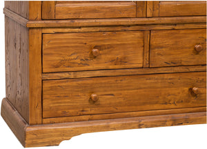 Biscottini Armadio Country in legno massello di tiglio finitura noce L120xPR59xH197 cm. Made in Italy