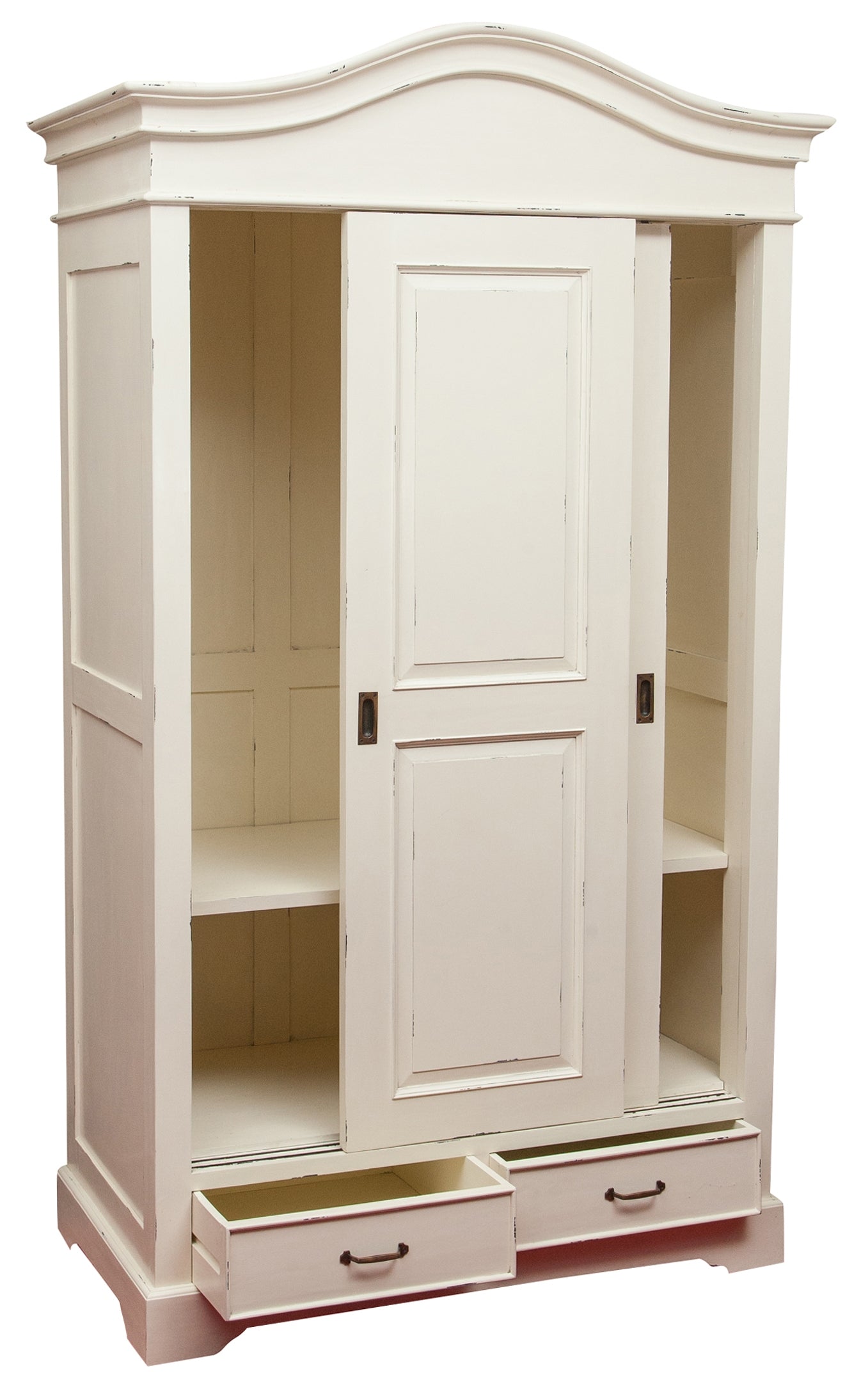 Biscottini Armadio in legno massello finitura bianca anticata L123xPR65xH211 cm Spazioso