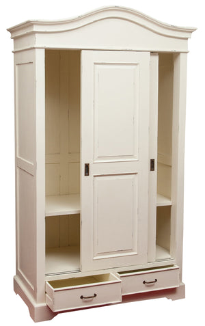 Biscottini Armadio in legno massello finitura bianca anticata L123xPR65xH211 cm Spazioso