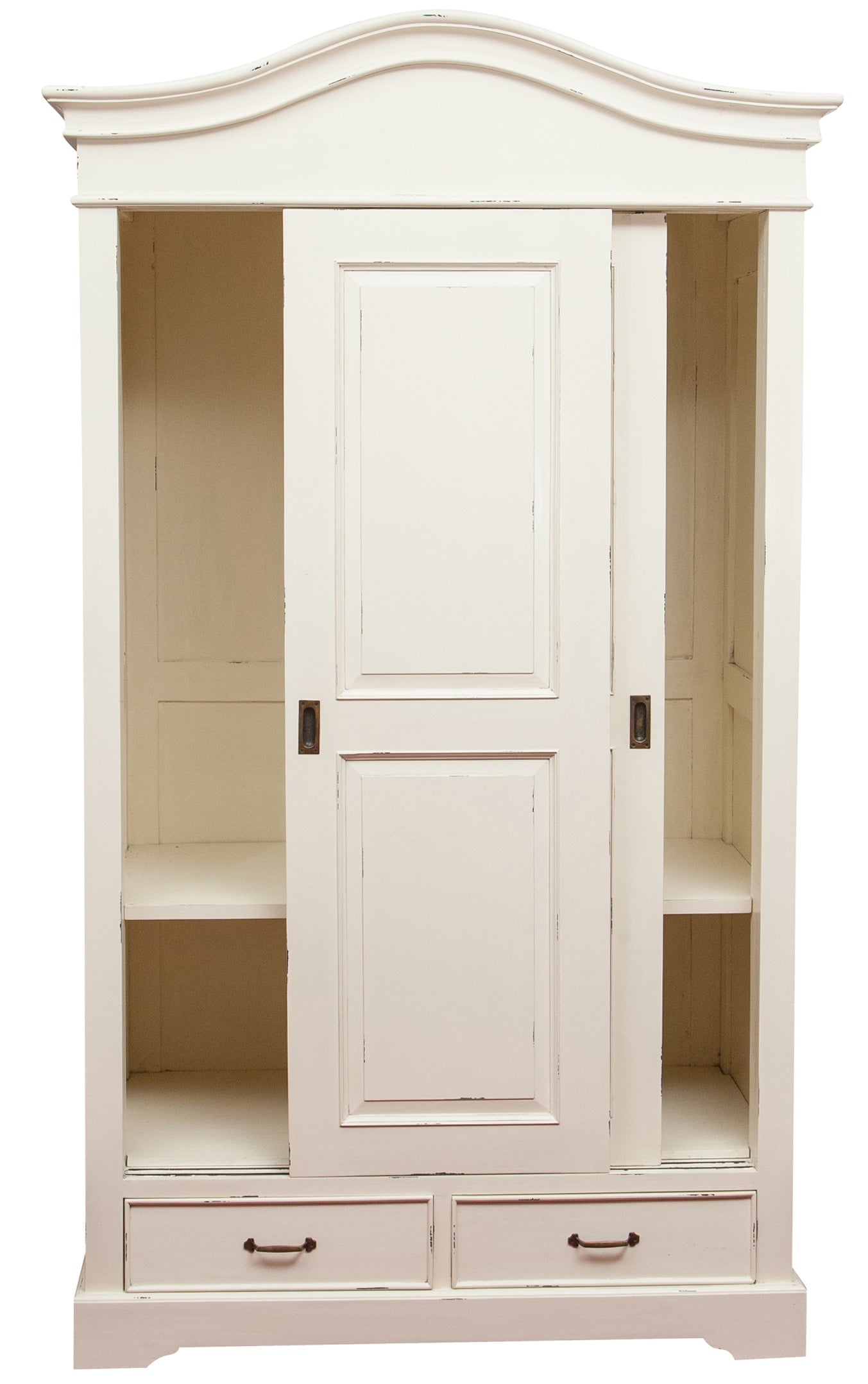 Biscottini Armadio in legno massello finitura bianca anticata L123xPR65xH211 cm Spazioso