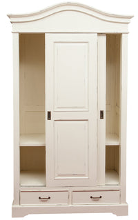 Biscottini Armadio in legno massello finitura bianca anticata L123xPR65xH211 cm Spazioso