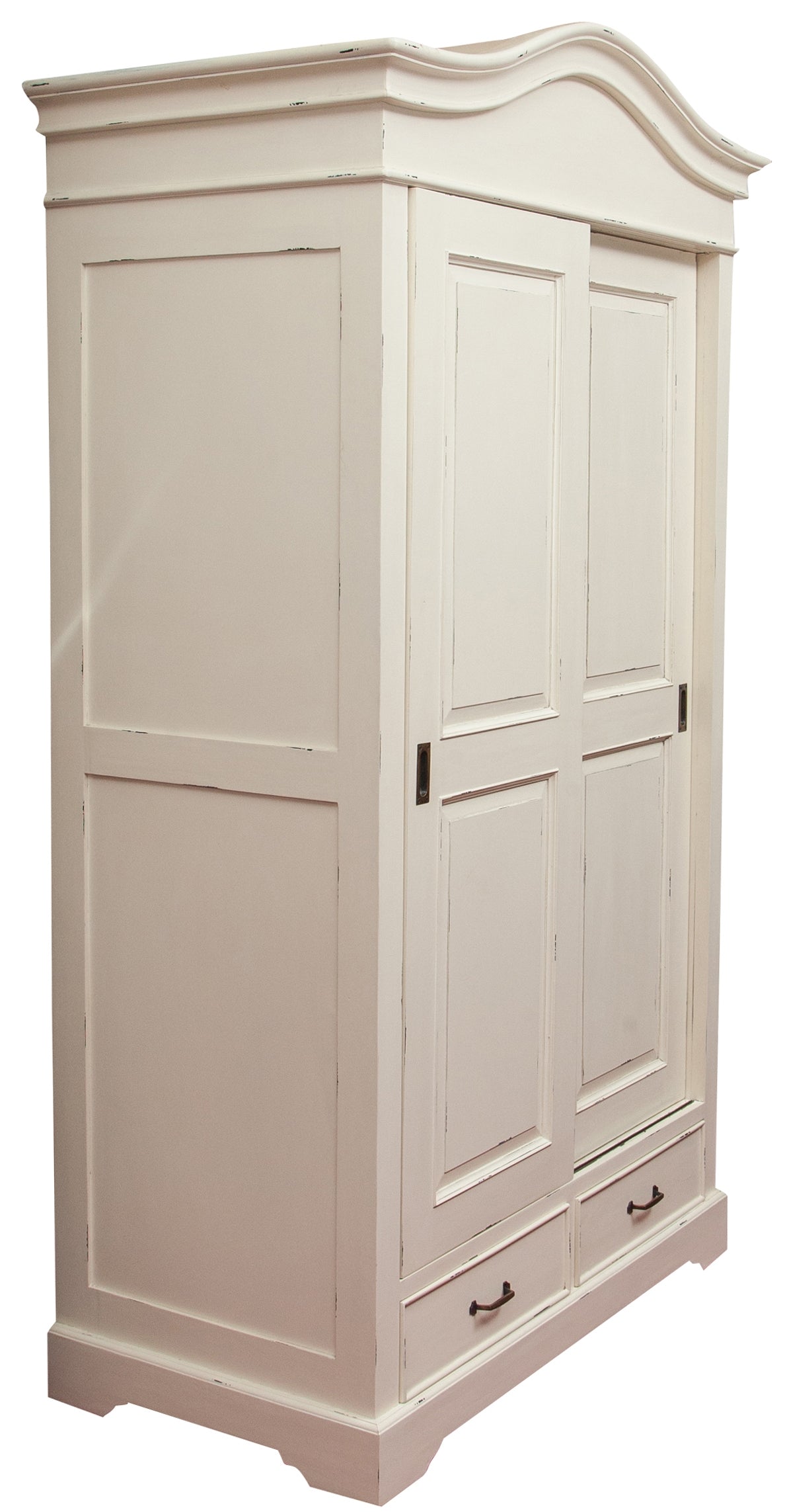 Biscottini Armadio in legno massello finitura bianca anticata L123xPR65xH211 cm Spazioso