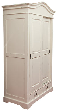 Biscottini Armadio in legno massello finitura bianca anticata L123xPR65xH211 cm Spazioso