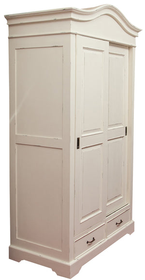 Biscottini Armadio in legno massello finitura bianca anticata L123xPR65xH211 cm Spazioso