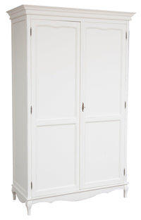 Biscottini Armadio Shabby in legno massello di tiglio finitura bianca anticata L130xPR57xH210 cm. Made in Italy