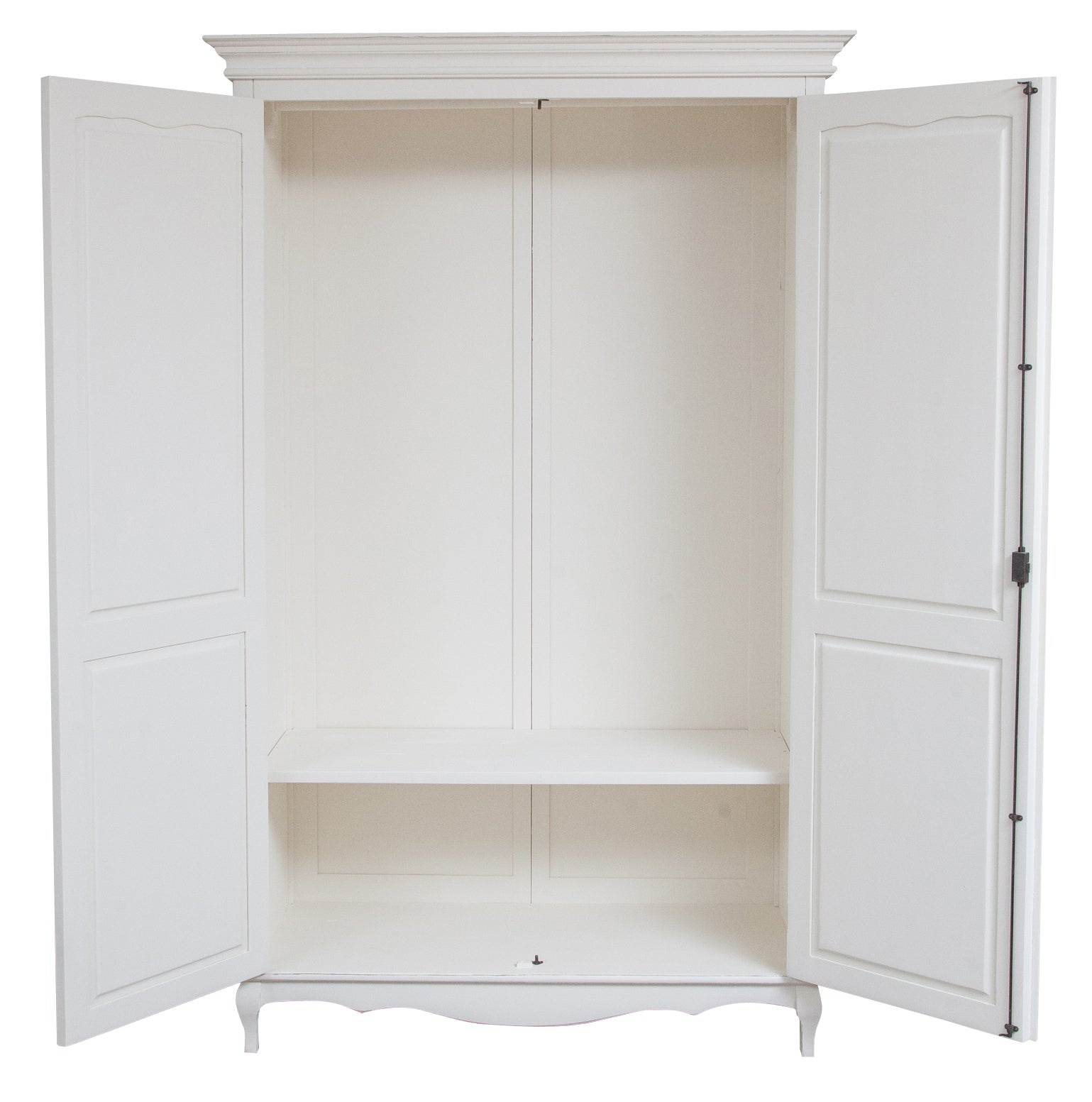 Biscottini Armadio Shabby in legno massello di tiglio finitura bianca anticata L130xPR57xH210 cm. Made in Italy