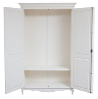 Biscottini Armadio Shabby in legno massello di tiglio finitura bianca anticata L130xPR57xH210 cm. Made in Italy