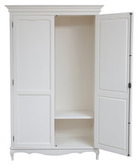 Biscottini Armadio Shabby in legno massello di tiglio finitura bianca anticata L130xPR57xH210 cm. Made in Italy