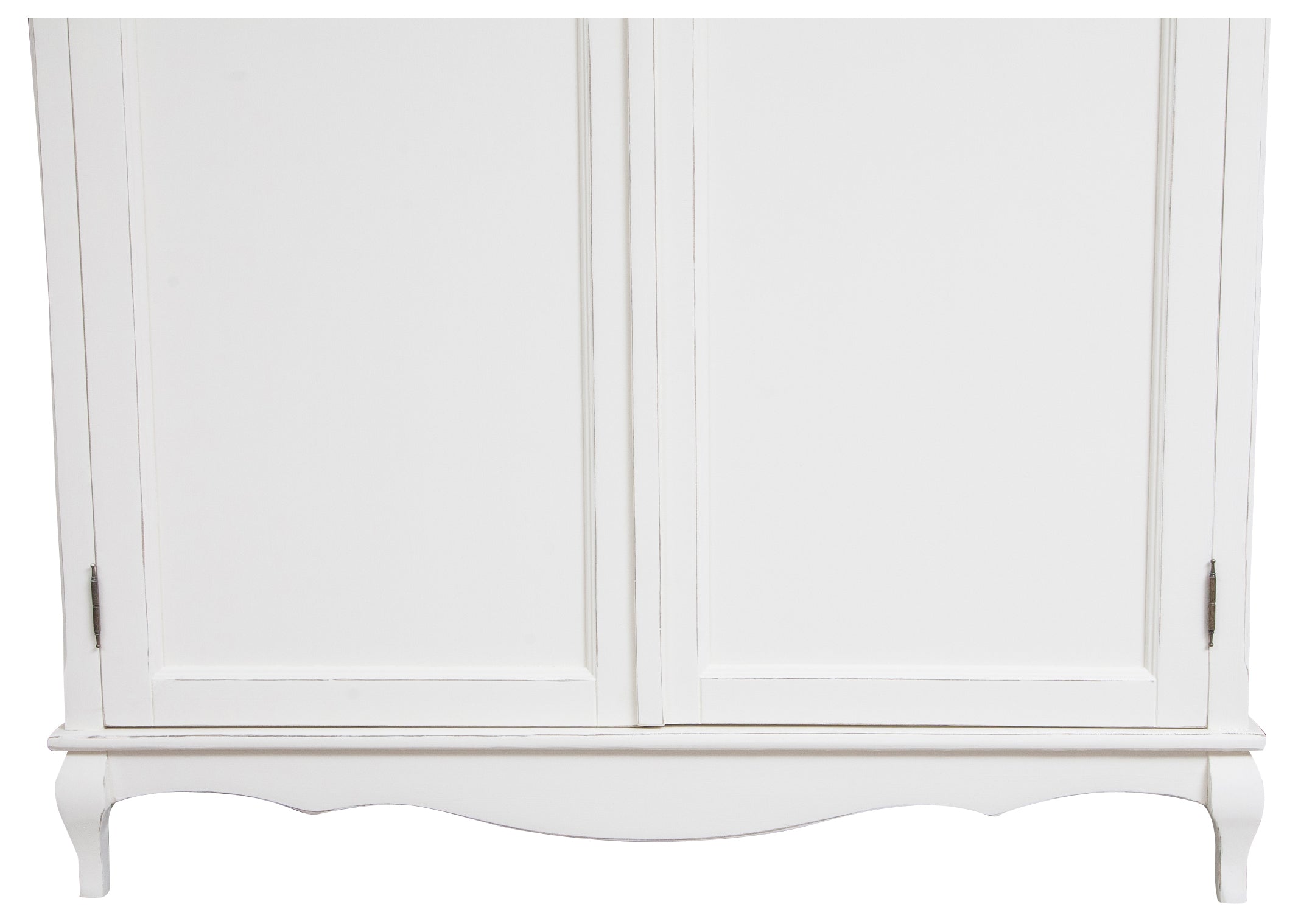 Biscottini Armadio Shabby in legno massello di tiglio finitura bianca anticata L130xPR57xH210 cm. Made in Italy