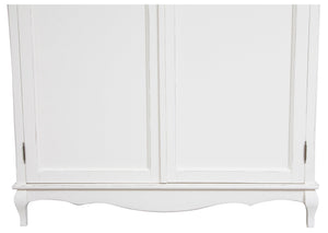 Biscottini Armadio Shabby in legno massello di tiglio finitura bianca anticata L130xPR57xH210 cm. Made in Italy