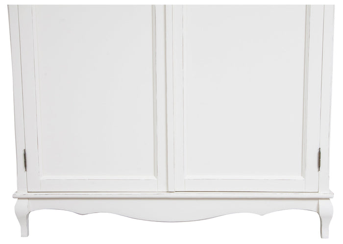 Biscottini Armadio Shabby in legno massello di tiglio finitura bianca anticata L130xPR57xH210 cm. Made in Italy