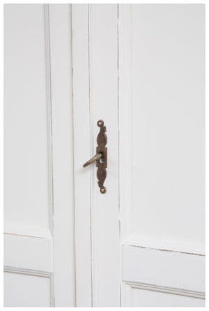 Biscottini Armadio Shabby in legno massello di tiglio finitura bianca anticata L130xPR57xH210 cm. Made in Italy