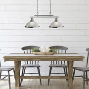 Lampadario Contemporaneo Bistro Acciaio Argento Vetro 2 Luci E27