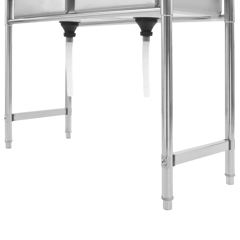 Lavello da cucina professionale a doppia vasca 120 x 60 cm in acciaio inox 02_0002332