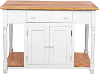 Biscottini Banco da lavoro bifacciale in legno massello di tiglio struttura bianca anticata piano finitura naturale L130xPR80xH88 cm. Made