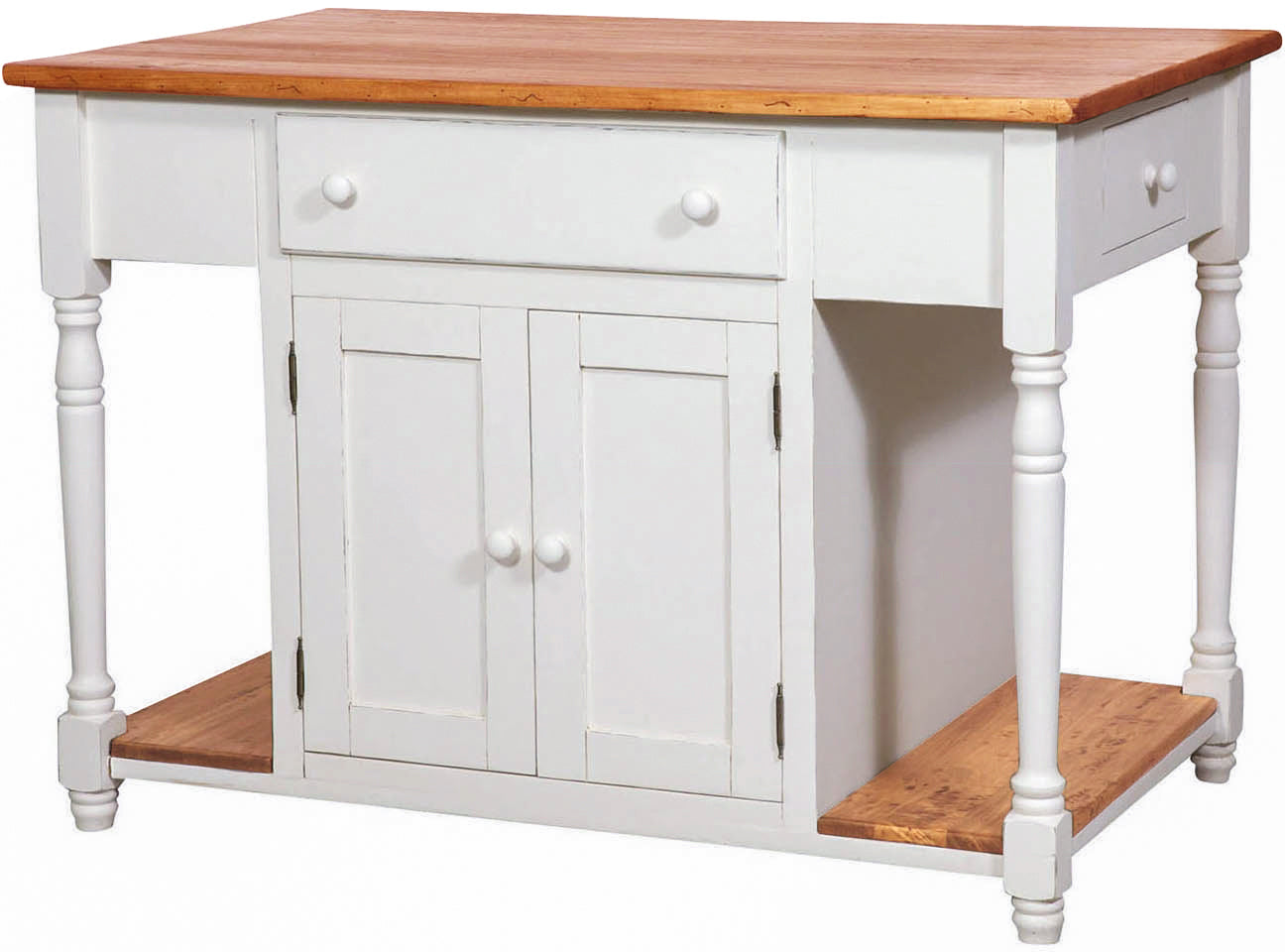 Biscottini Banco da lavoro bifacciale in legno massello di tiglio struttura bianca anticata piano finitura naturale L130xPR80xH88 cm. Made