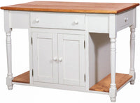 Biscottini Banco da lavoro bifacciale in legno massello di tiglio struttura bianca anticata piano finitura naturale L130xPR80xH88 cm. Made