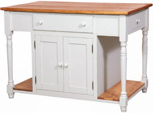 Biscottini Banco da lavoro bifacciale in legno massello di tiglio struttura bianca anticata piano finitura naturale L130xPR80xH88 cm. Made