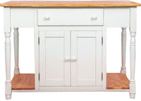 Biscottini Banco da lavoro bifacciale in legno massello di tiglio struttura bianca anticata piano finitura naturale L130xPR80xH88 cm. Made