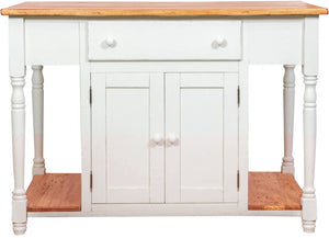 Biscottini Banco da lavoro bifacciale in legno massello di tiglio struttura bianca anticata piano finitura naturale L130xPR80xH88 cm. Made