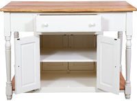 Biscottini Banco da lavoro bifacciale in legno massello di tiglio struttura bianca anticata piano finitura naturale L130xPR80xH88 cm. Made