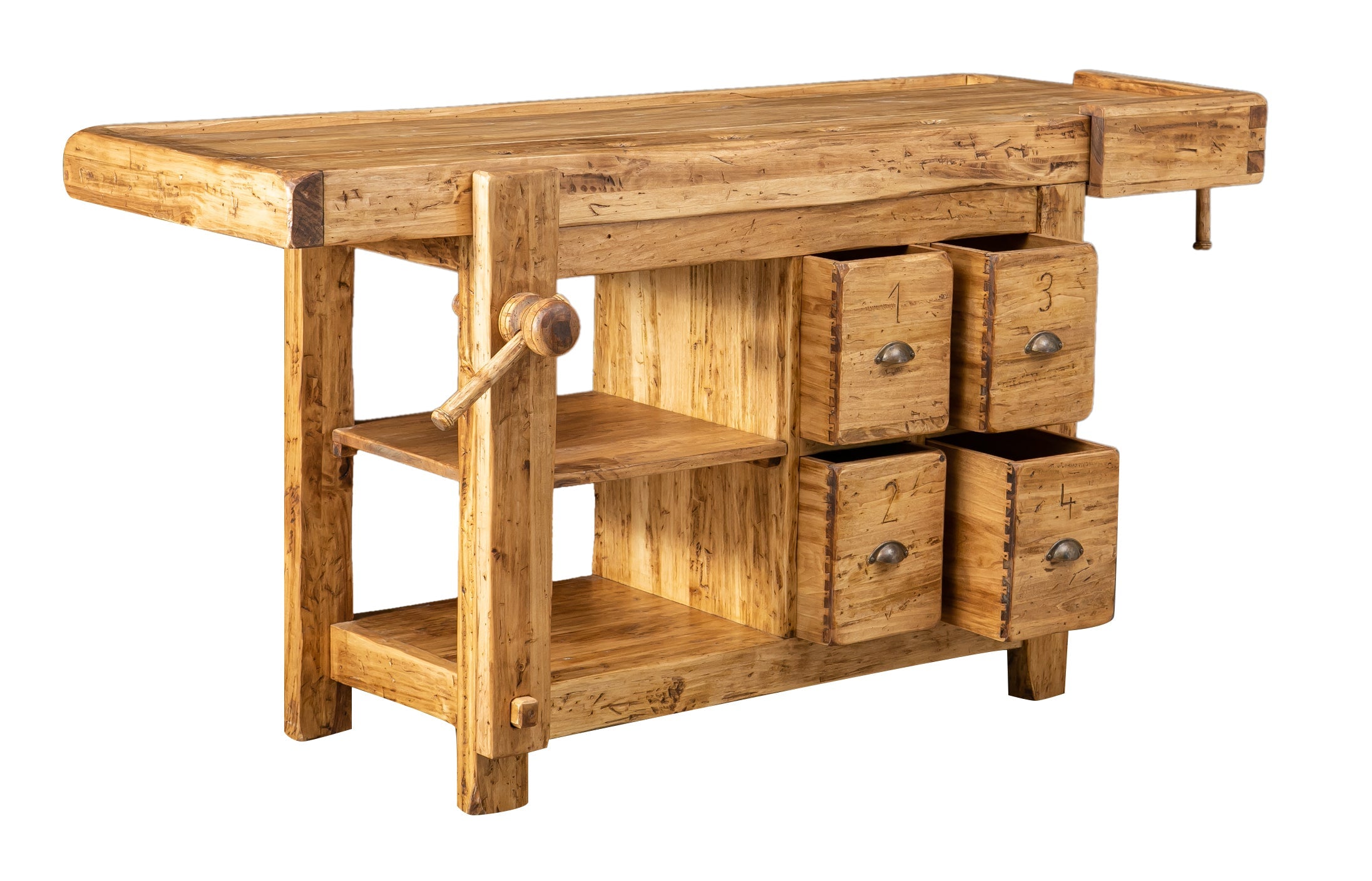 Biscottini Banco da lavoro Country legno massello di tiglio finitura naturale Made in Italy