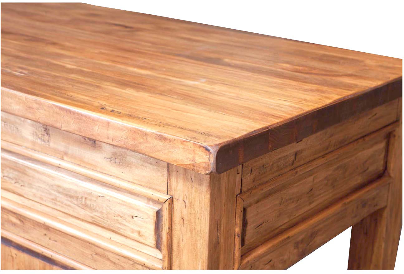 Biscottini Bancone Country in legno massello di tiglio finitura naturale L300xPR90xH97 cm. Made in Italy