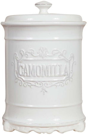 Biscottini Barattolo CAMOMILLA in porcellana bianca Shabby L16xPR16xH24,5 cm