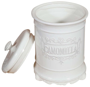 Biscottini Barattolo CAMOMILLA in porcellana bianca Shabby L16xPR16xH24,5 cm