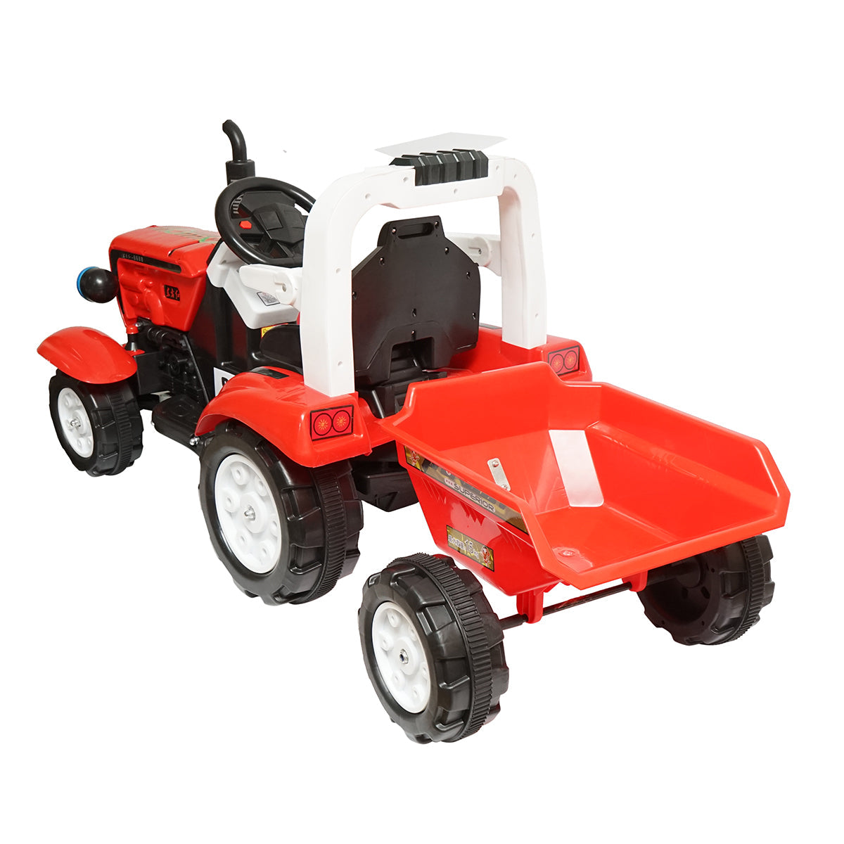 Trattore elettrico con rimorchio e batteria per bambini, giocattolo 3-6 anni Hello Baby