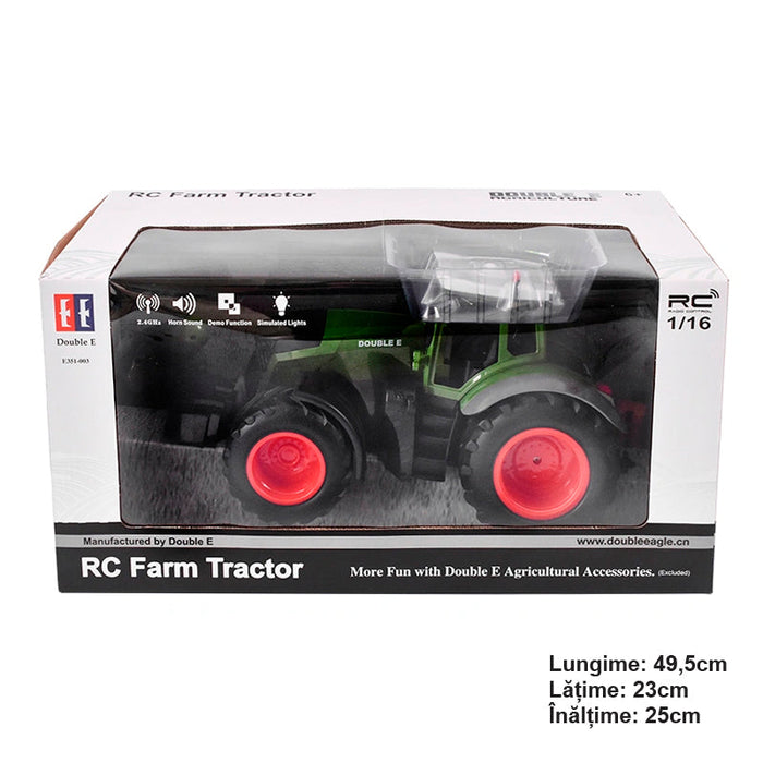 Trattore giocattolo telecomandato DoubleE RC 1:16 2,4 Ghz, luci, suoni, portata 25 m, velocità 2,16 km/h