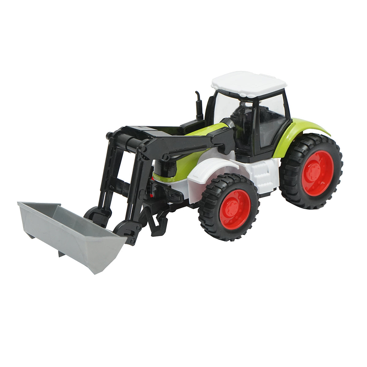 Trattore verde con pala anteriore, 175x65x80mm, giocattolo per bambini +3 anni