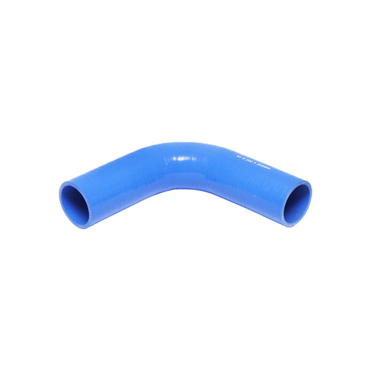 Tubo curvato in silicone a 90 gradi con inserto in tessuto, dimensioni 57x200x200 mm.