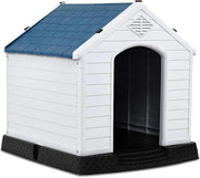 Cuccia per Cani da Esterno ed Interno, Cassetta Impermeabile e Ventilata con Valvole d’Aria e Pavimento Rialzato, per Cani di Piccola e Media Taglia (Blu, 78,5 x 87,7 x 81,5 cm)
