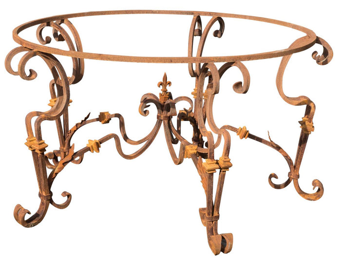 Biscottini Base tavolo in ferro pieno rotonda L145xPR145xH74 cm. forgiato mano trattato,