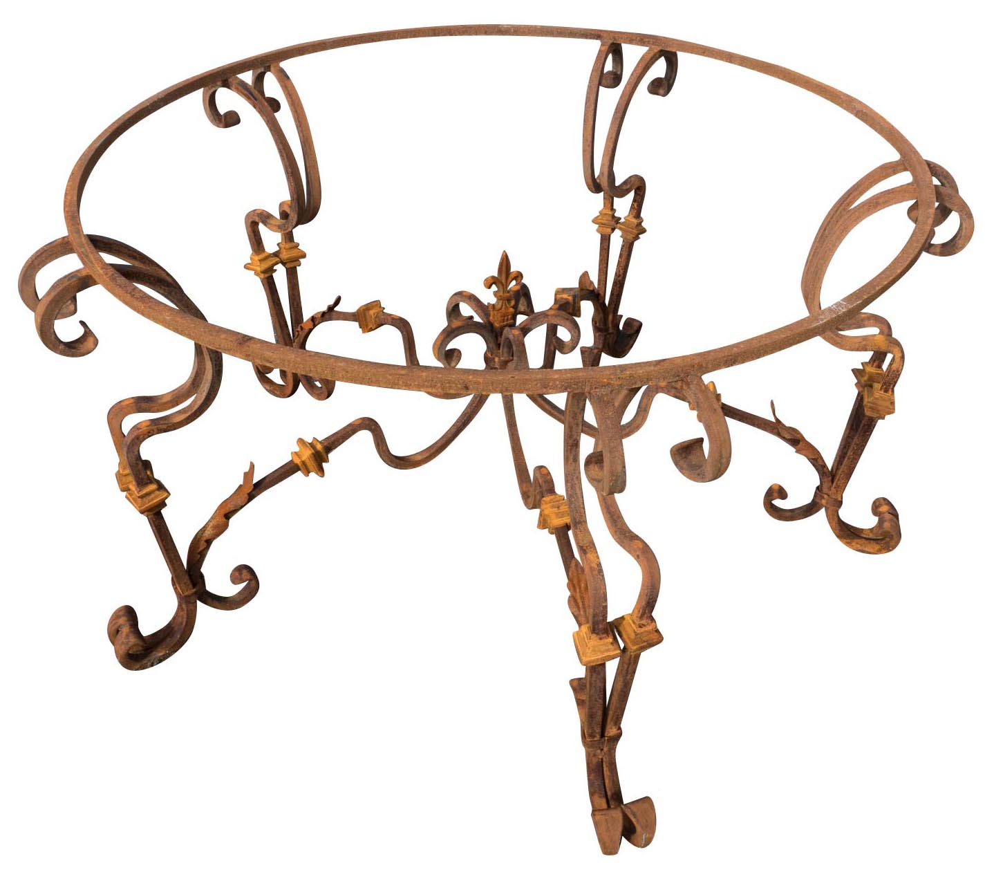 Biscottini Base tavolo in ferro pieno rotonda L145xPR145xH74 cm. forgiato mano trattato,