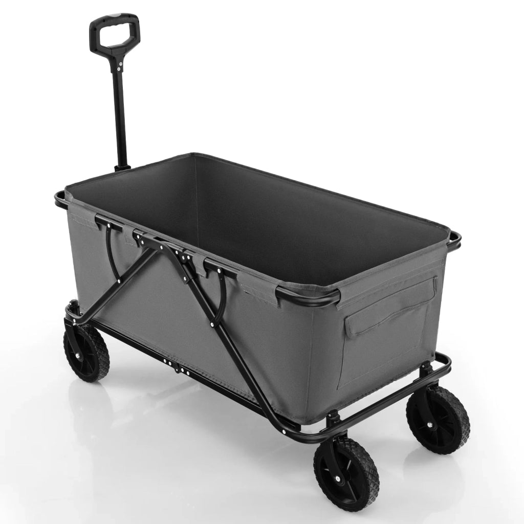 Carrello pieghevole 106 x 56 x 74-101 cm con manubrio regolabile e ruote fuoristrada in metallo grigio 20_0011309