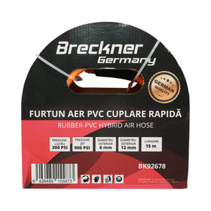 Tubo flessibile professionale per aria compressa in PVC da 15 m e attacco rapido universale Breckner Germany