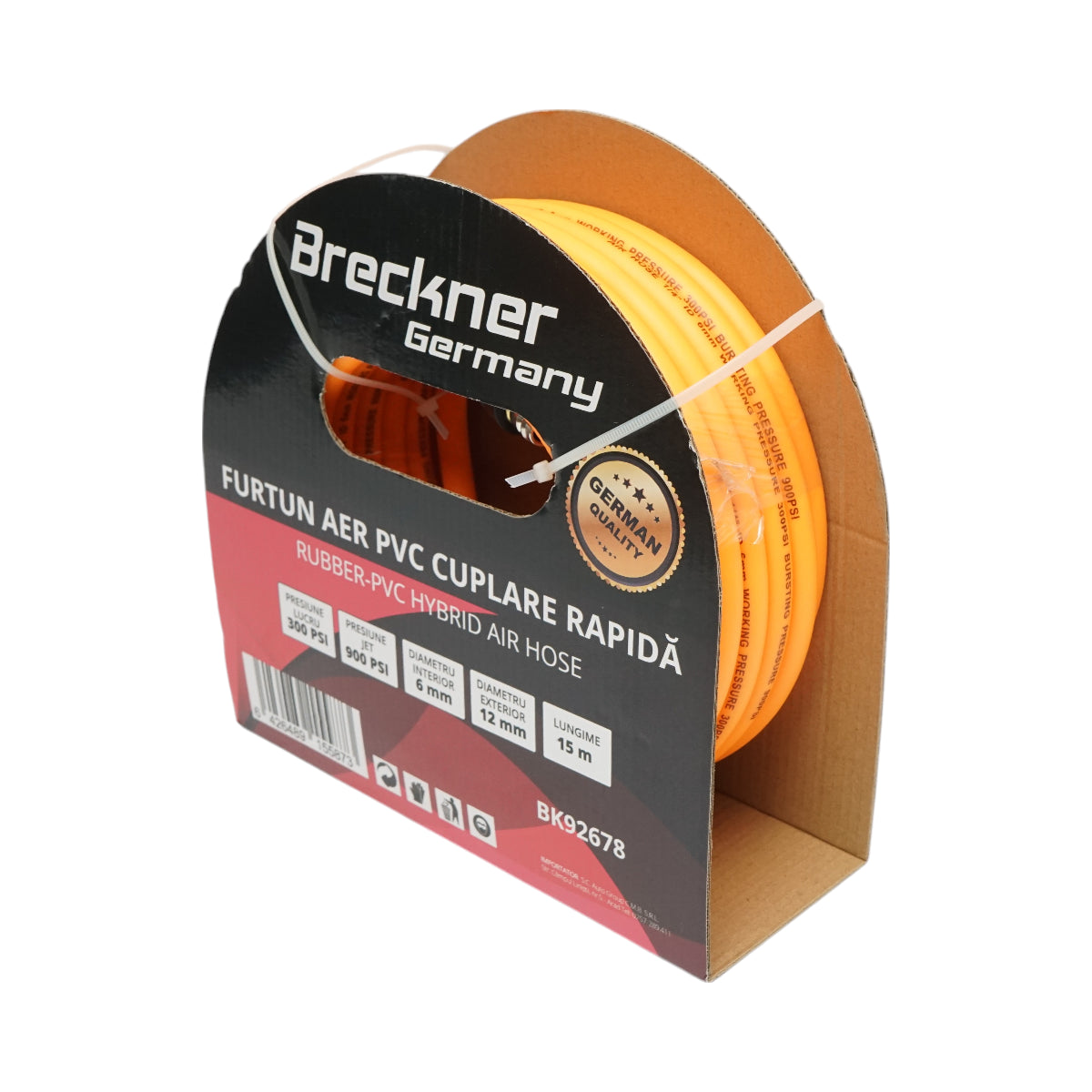 Tubo flessibile professionale per aria compressa in PVC da 15 m e attacco rapido universale Breckner Germany