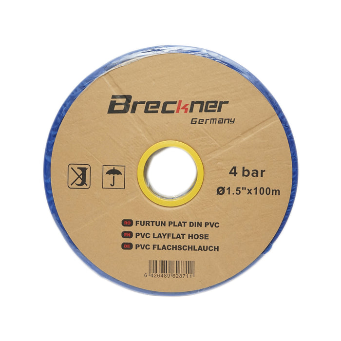 Tubo piatto per acqua per irrigazione in PVC 1,5 pollici, lunghezza 100 m, PN4. Breckner Germany