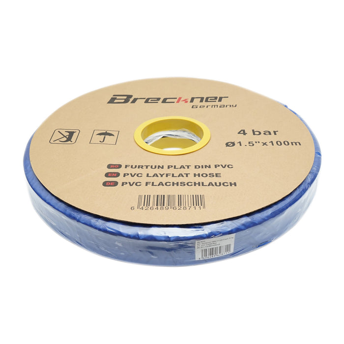 Tubo piatto per acqua per irrigazione in PVC 1,5 pollici, lunghezza 100 m, PN4. Breckner Germany