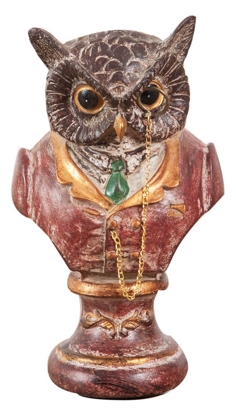 Biscottini Busto di gufo in resina dipinto L8xPR6,5xH13,5 cm Statuetta raffigurante