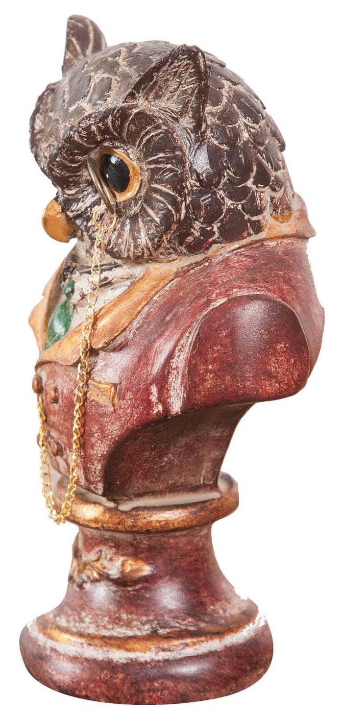 Biscottini Busto di gufo in resina dipinto L8xPR6,5xH13,5 cm Statuetta raffigurante