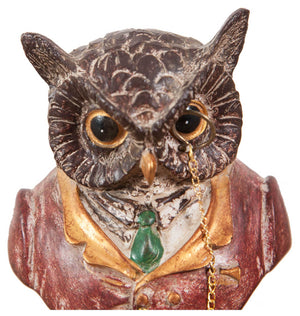 Biscottini Busto di gufo in resina dipinto L8xPR6,5xH13,5 cm Statuetta raffigurante