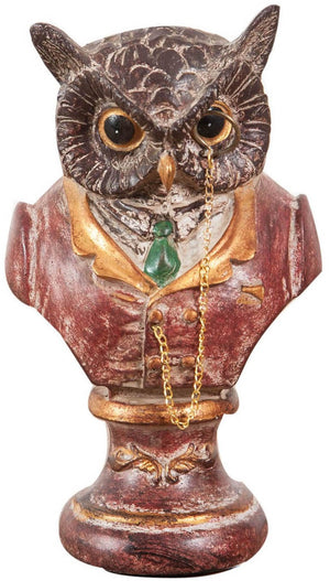 Biscottini Busto di gufo in resina dipinto L8xPR6,5xH13,5 cm Statuetta raffigurante