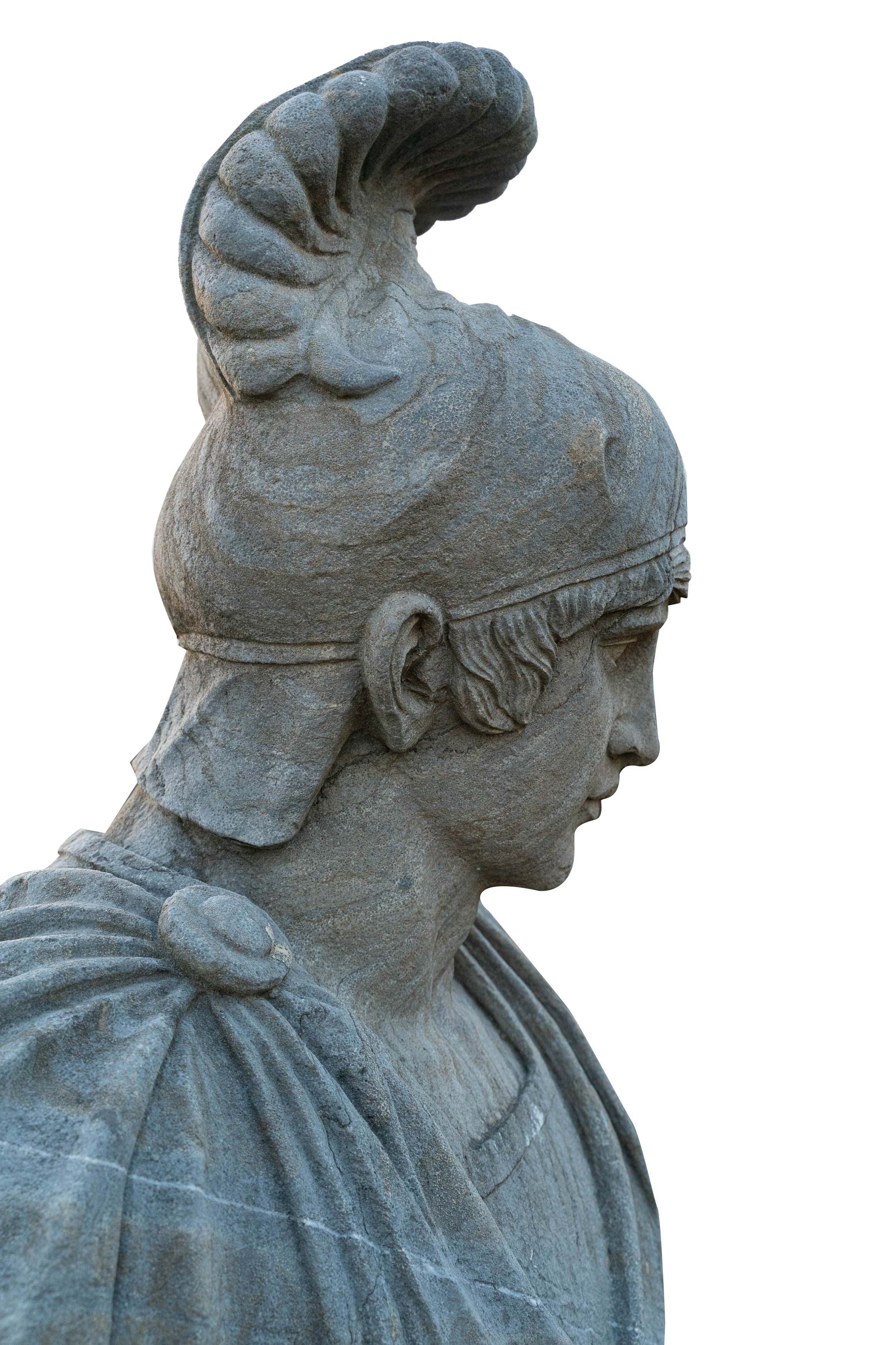 Biscottini Busto raffigurante un soldato in pietra romano larghezza profondità Offerta