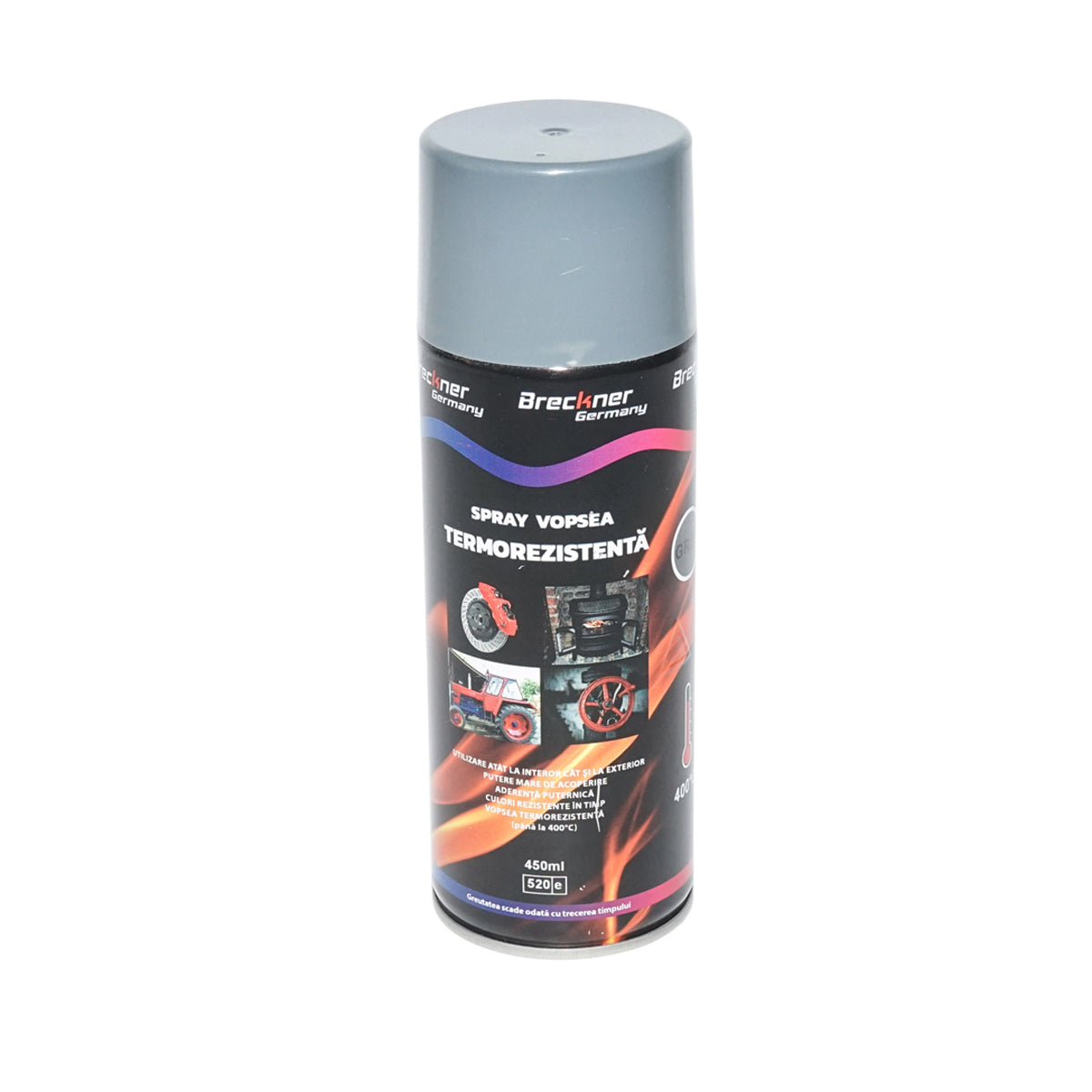 12 pezzi Vernice spray acrilica resistente al calore a 400 gradi grigio 450 ml Breckner Germany